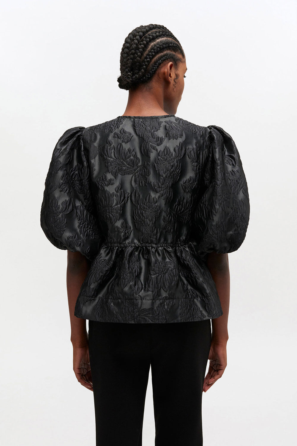 GANNI Discount Satin Peplum Tie Blouse