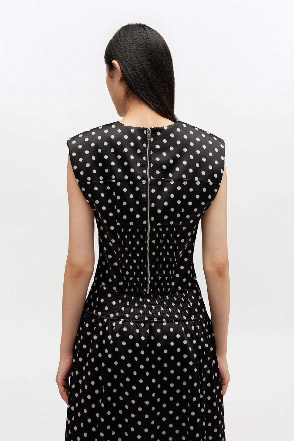 GANNI On Sale Polka-Dot Satin Corset Top