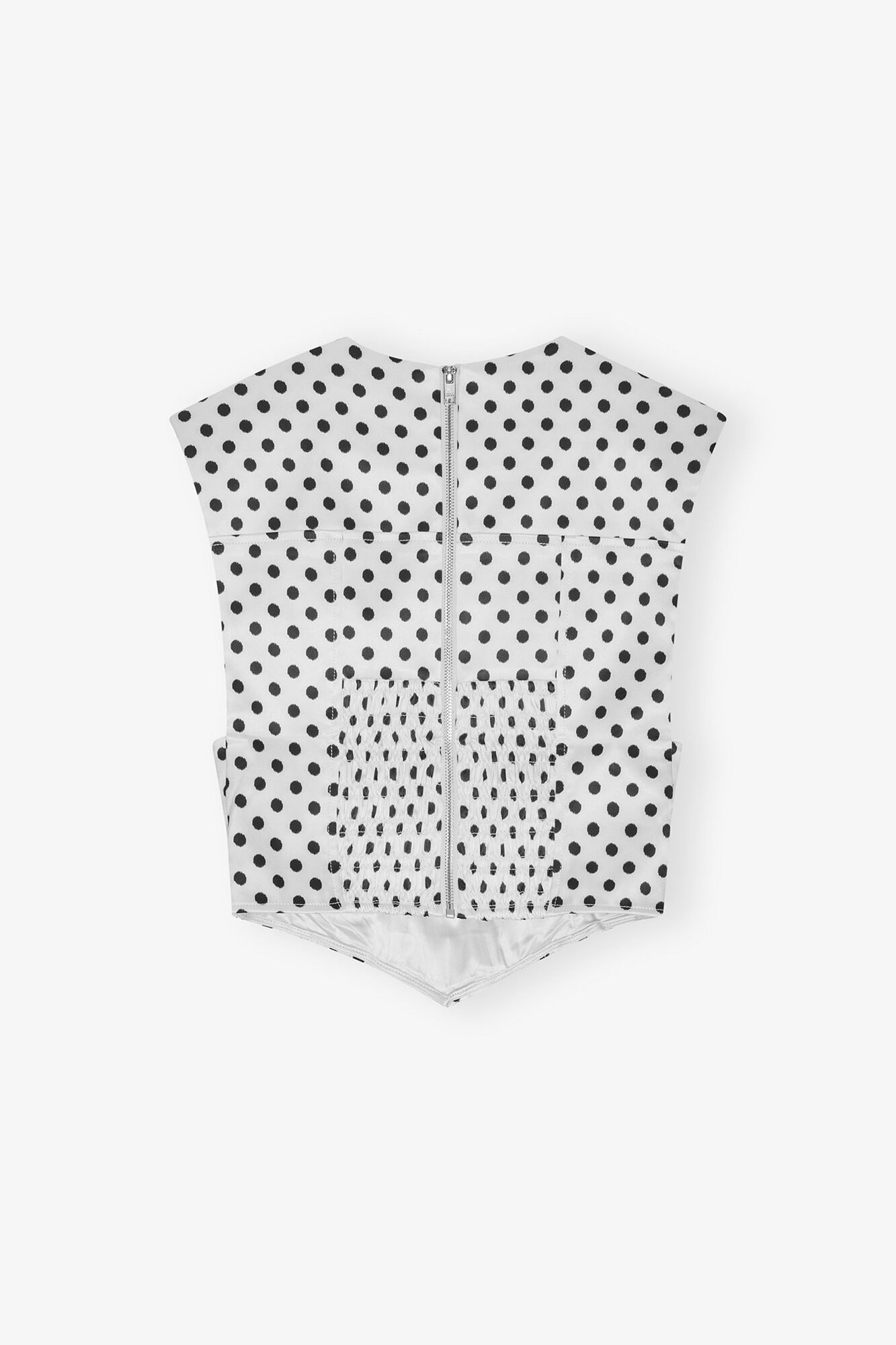 GANNI For Sale Polka-Dot Satin Corset Blouse