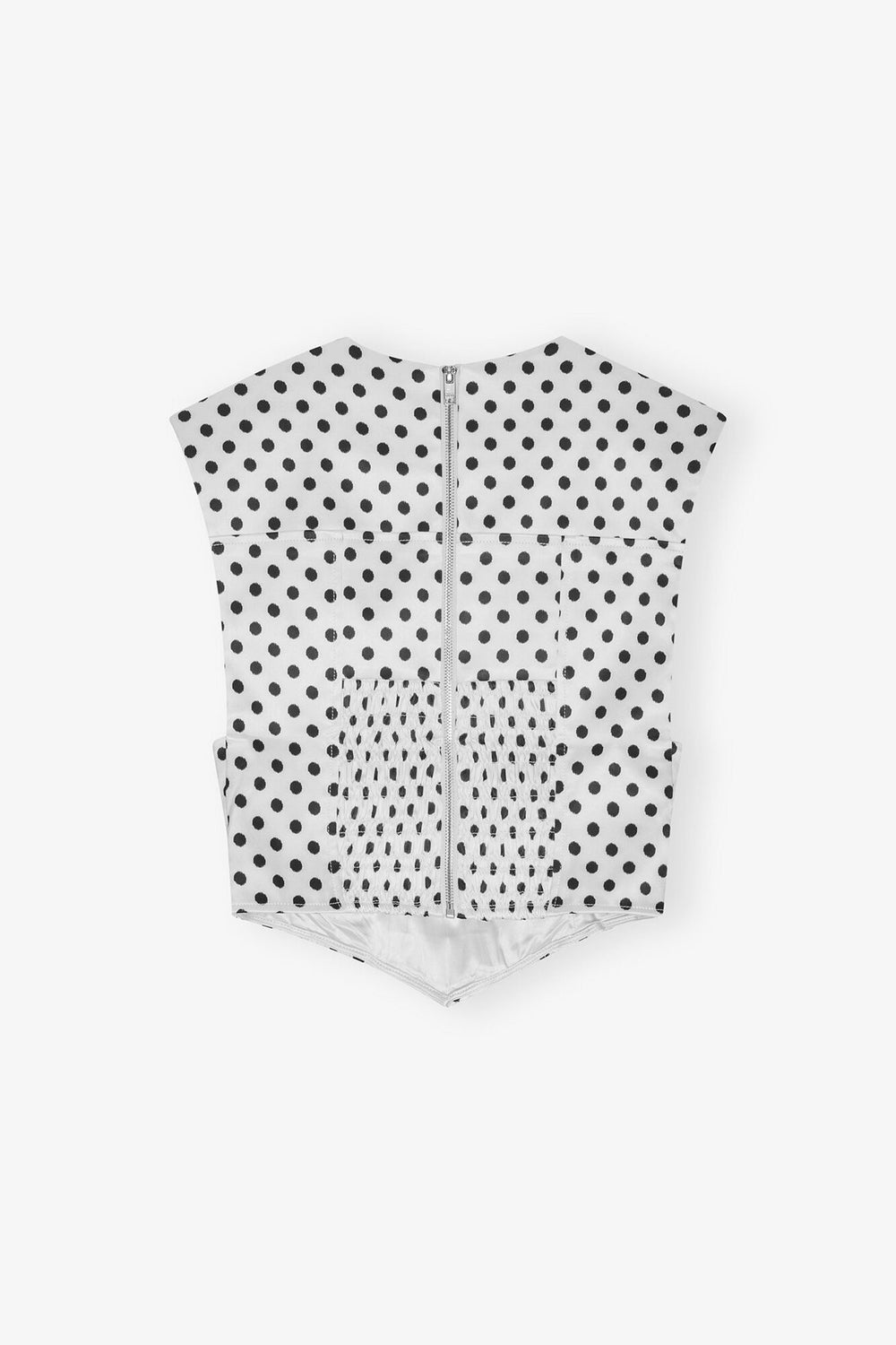 GANNI For Sale Polka-Dot Satin Corset Blouse