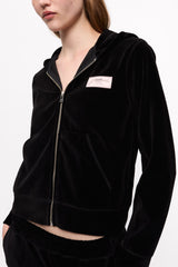 GANNI New Heavy Velour Zip Hoodie