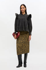 GANNI Discount Black Washed Frill Blouse