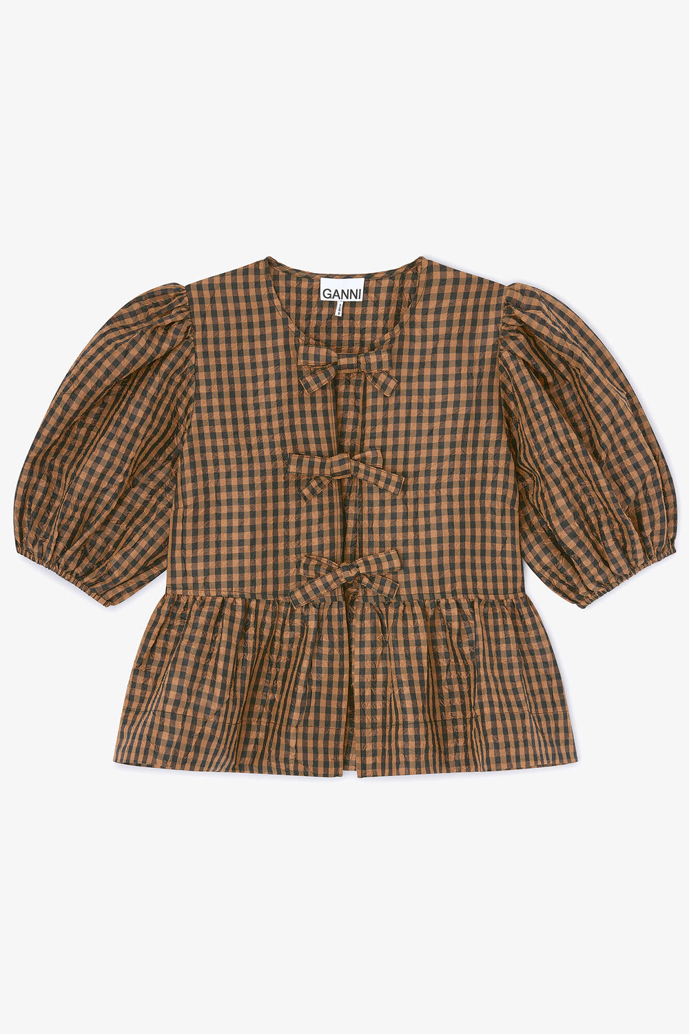 GANNI On Sale Crinkled Check Blouse