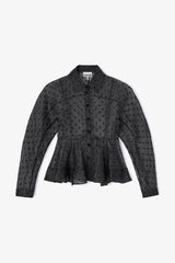 GANNI Hot Sale Black Organza Peplum Shirt
