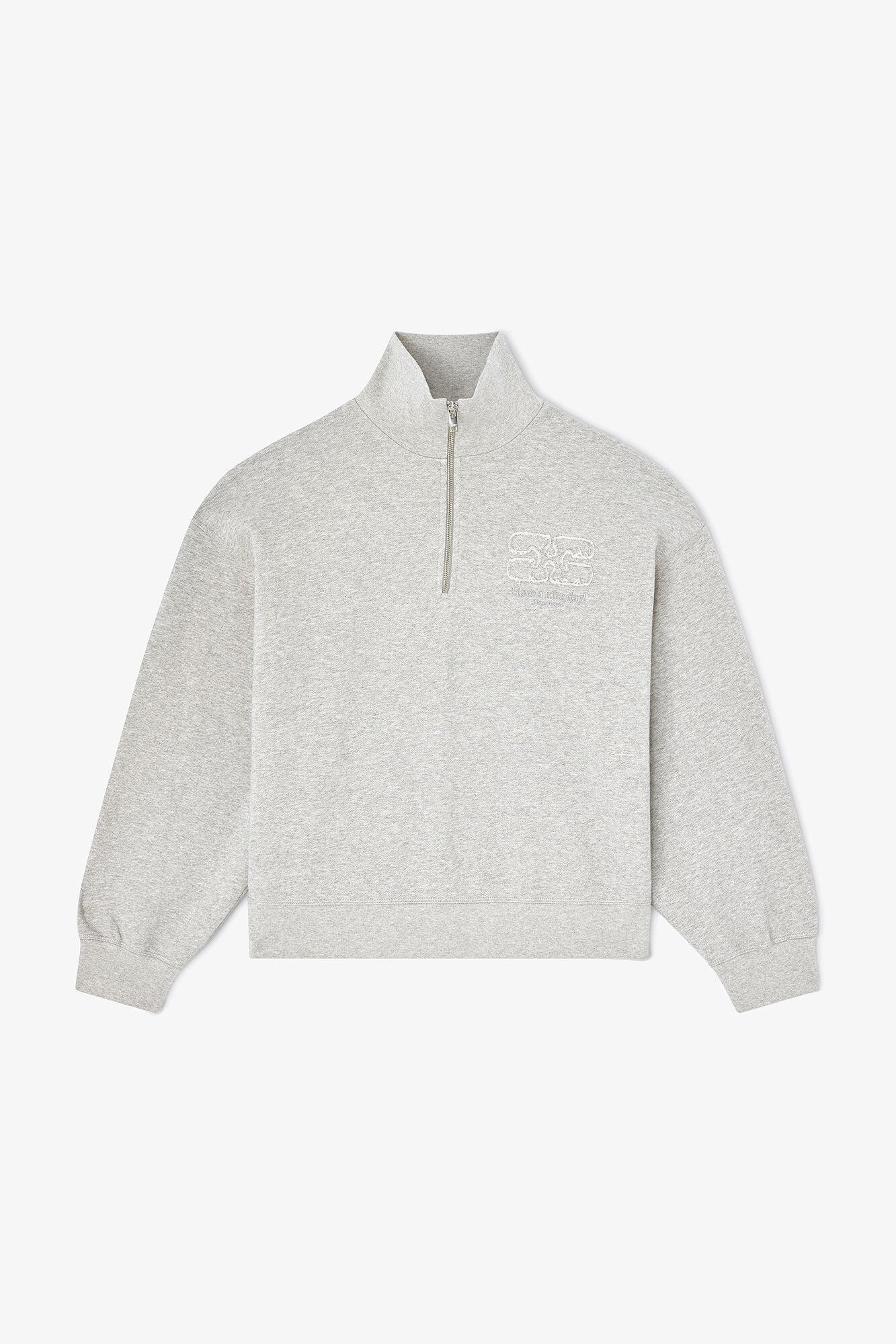 GANNI New Grey Half Zip Sweatshirt