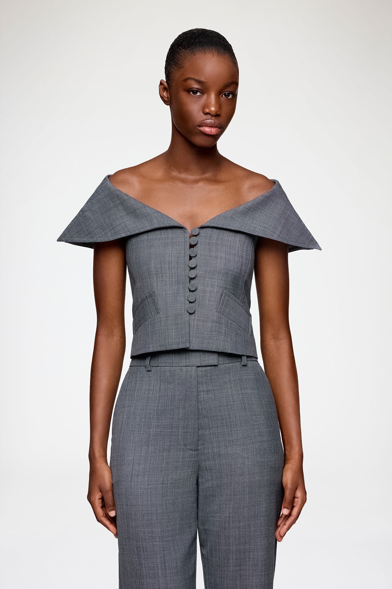 GANNI New Vest in Grey Wool Melange