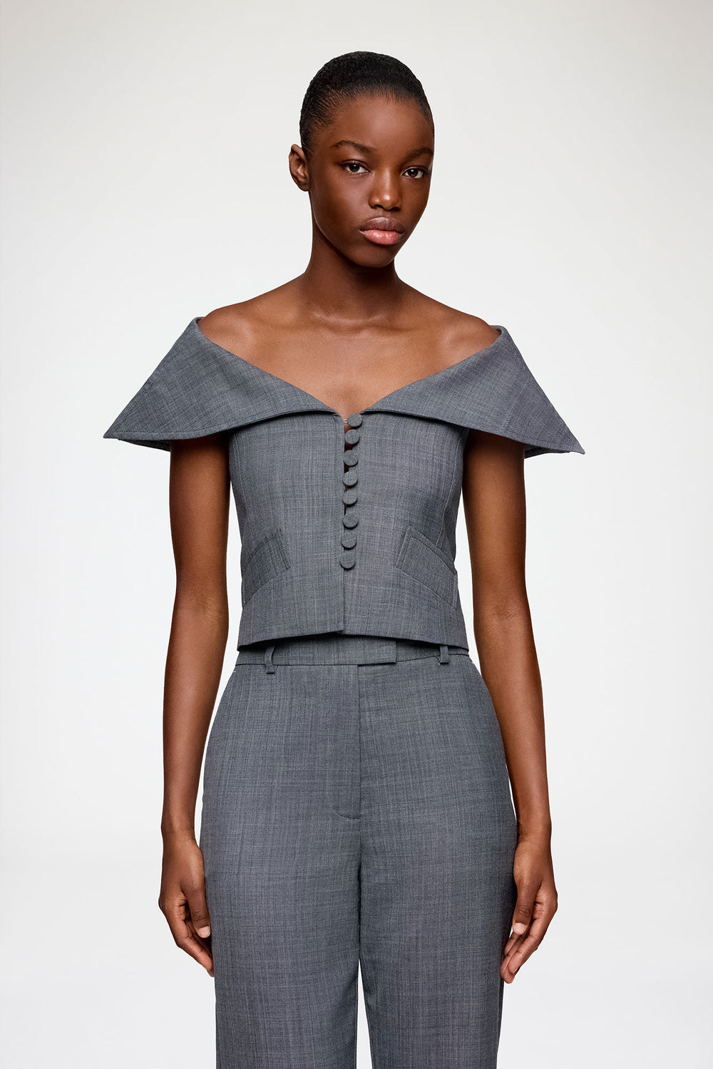 GANNI New Vest in Grey Wool Melange