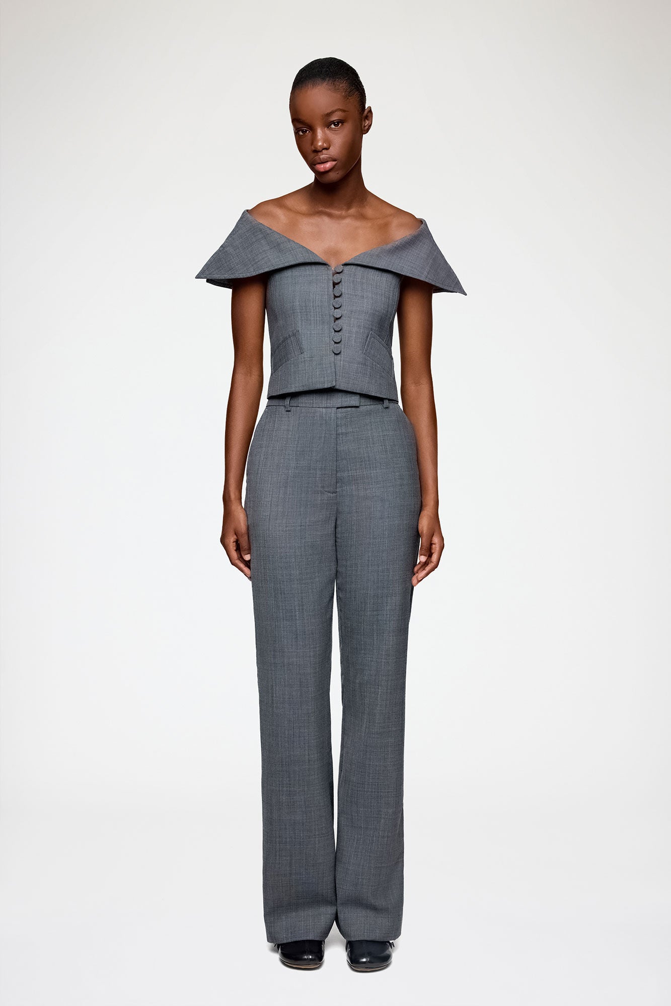 GANNI New Vest in Grey Wool Melange