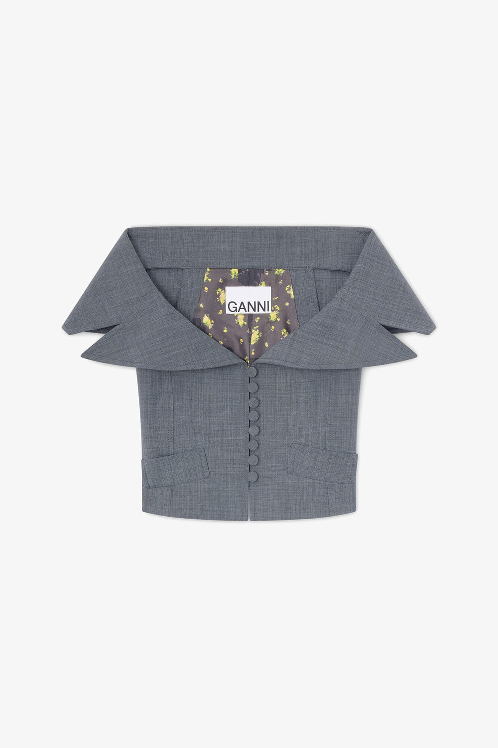 GANNI New Vest in Grey Wool Melange