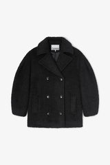 GANNI Online Black Boucle Midi Coat