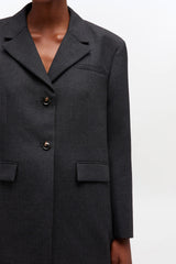 GANNI Outlet Grey Wool Suiting Blazer