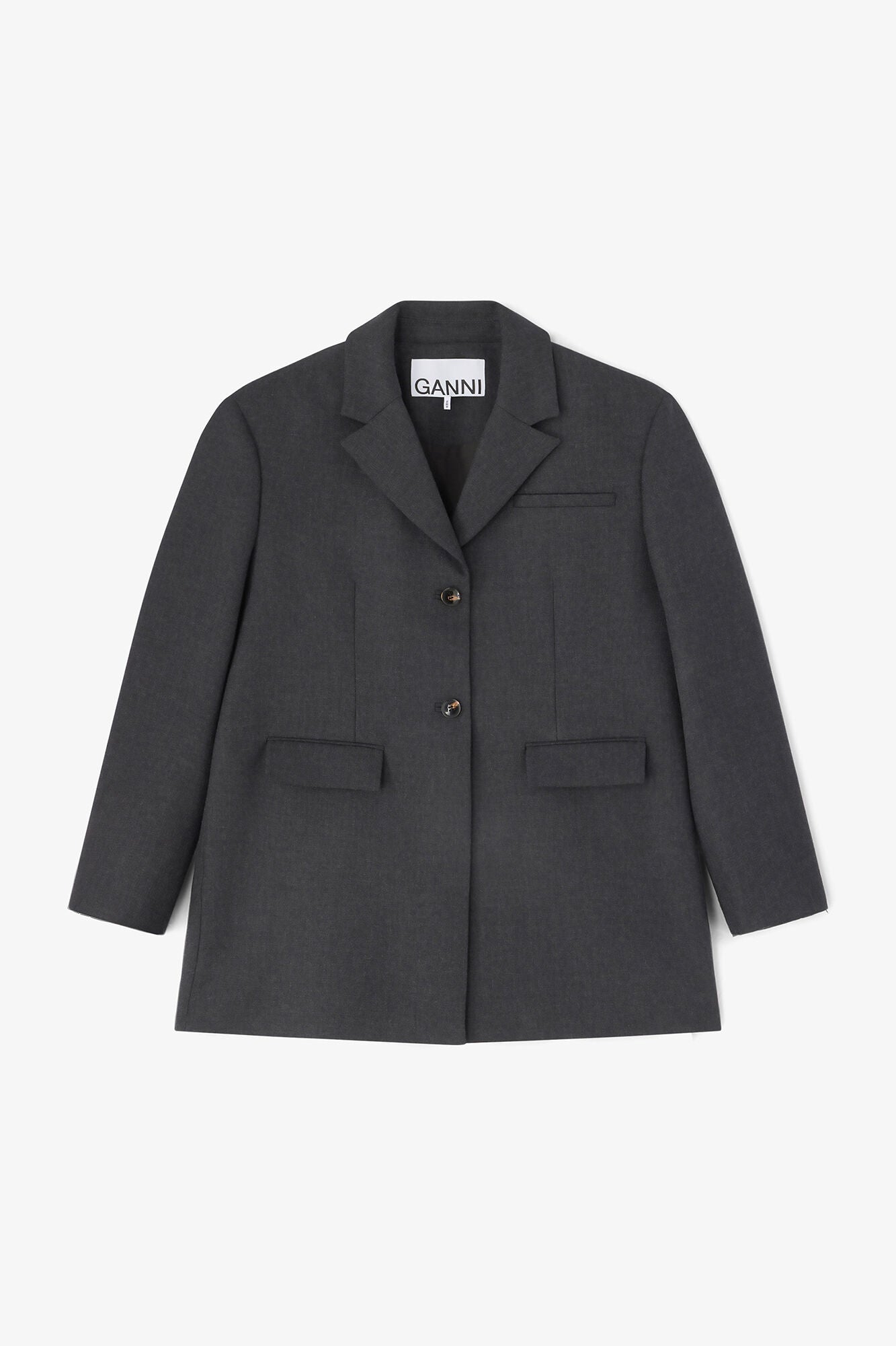 GANNI Outlet Grey Wool Suiting Blazer