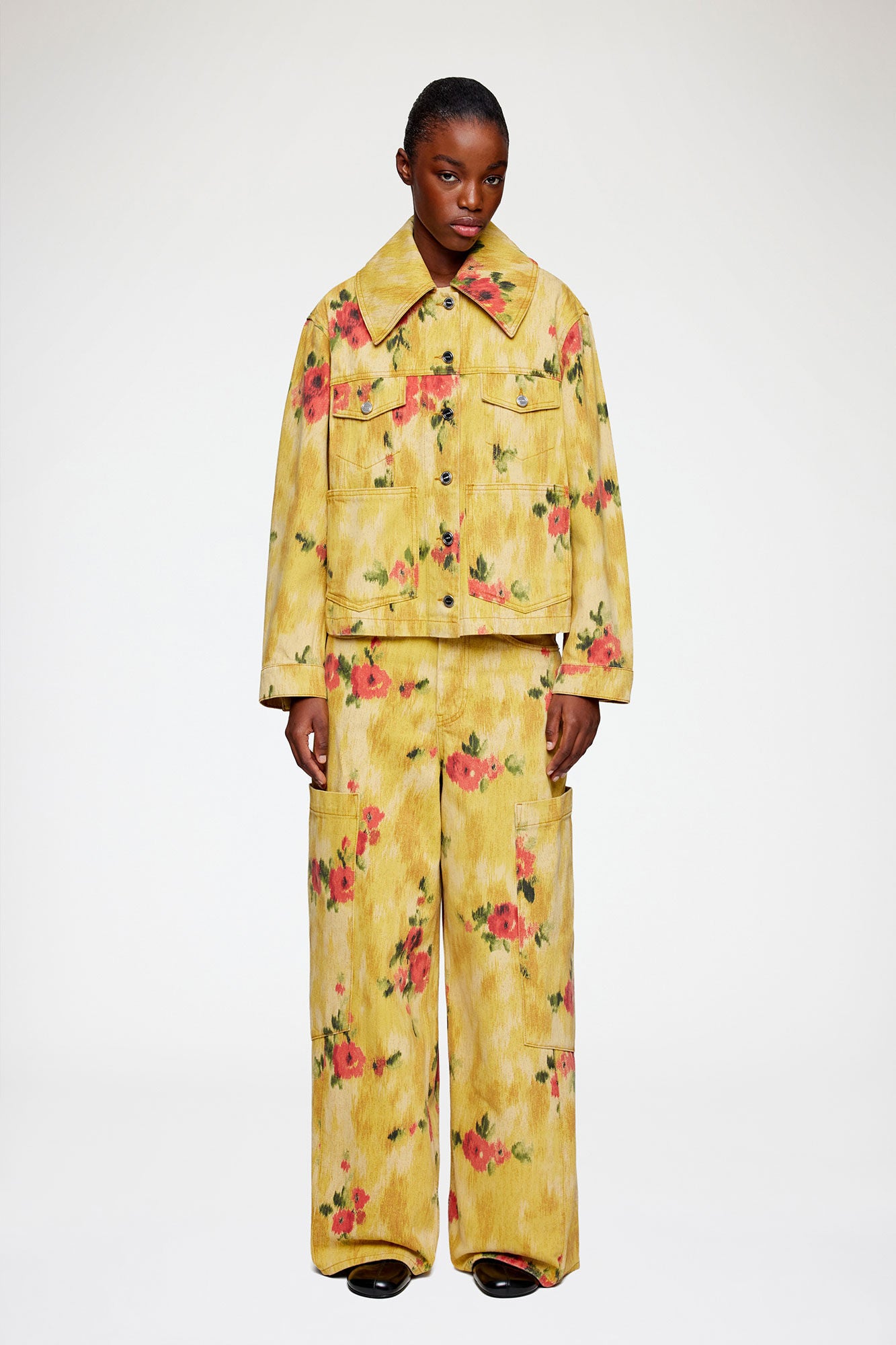 GANNI New Jacket in Printed Denim