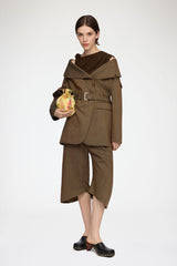GANNI us Blazer in Brown Wool Melange