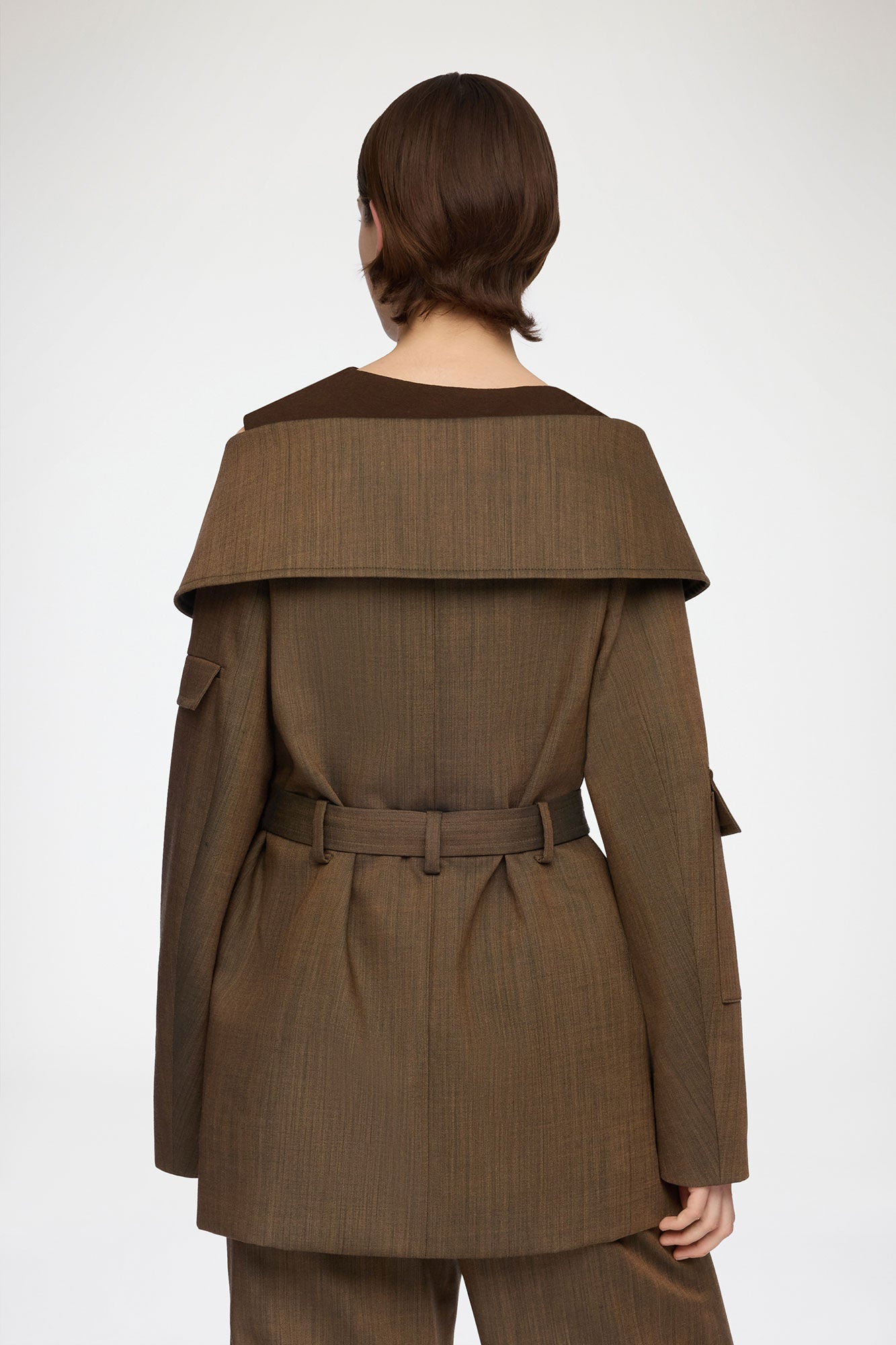 GANNI us Blazer in Brown Wool Melange