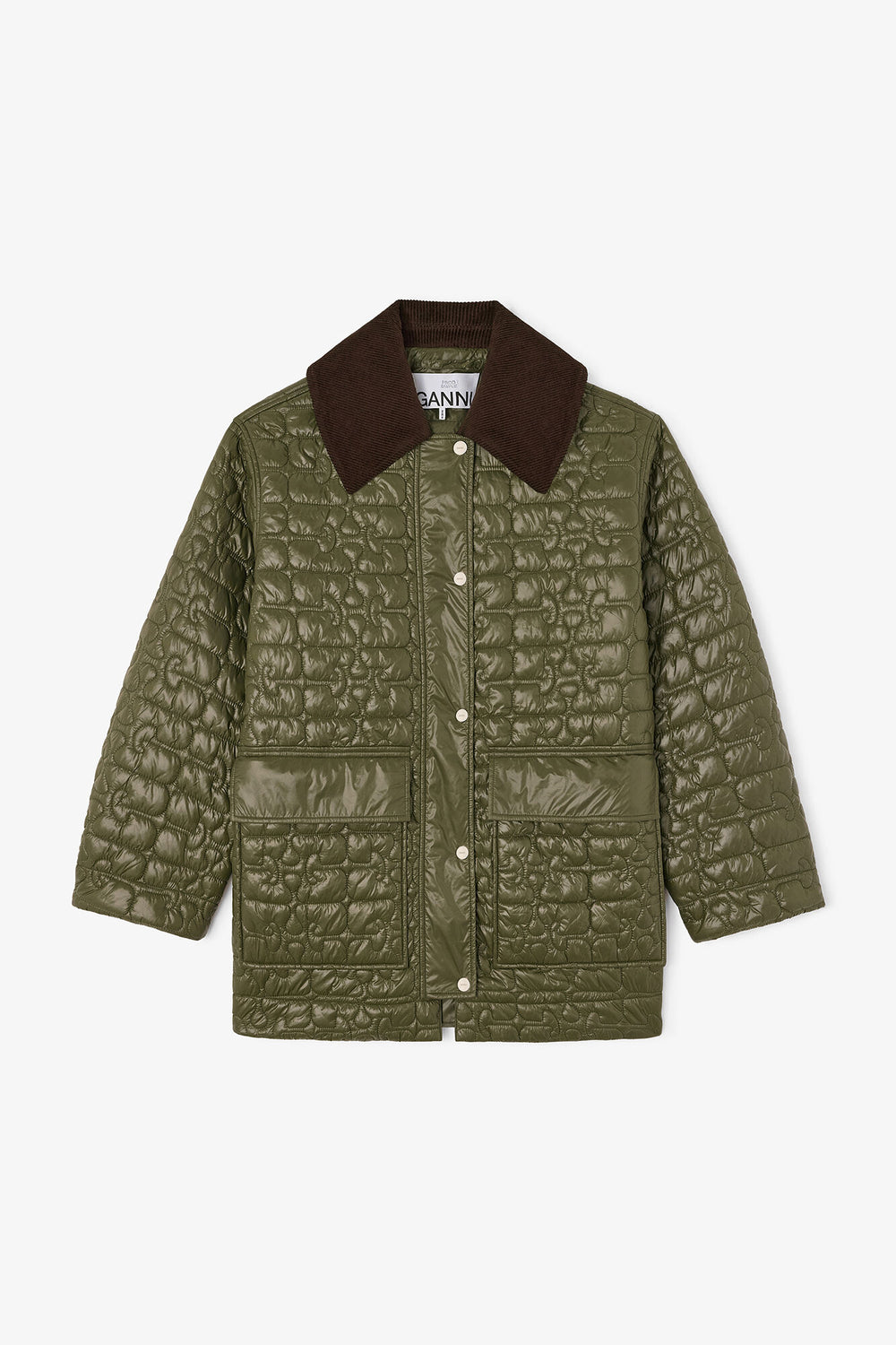 GANNI Sale Shiny Quilt Midi Jacket