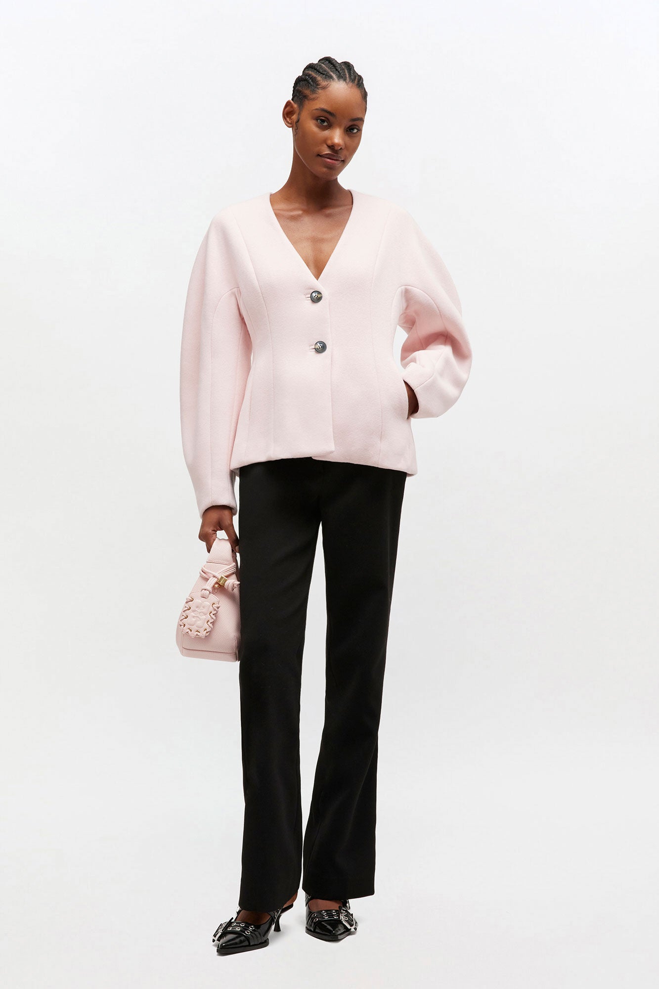 GANNI Discount Pink Wool Blazer