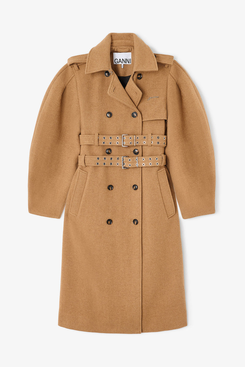 GANNI Outlet Wool Trench Coat
