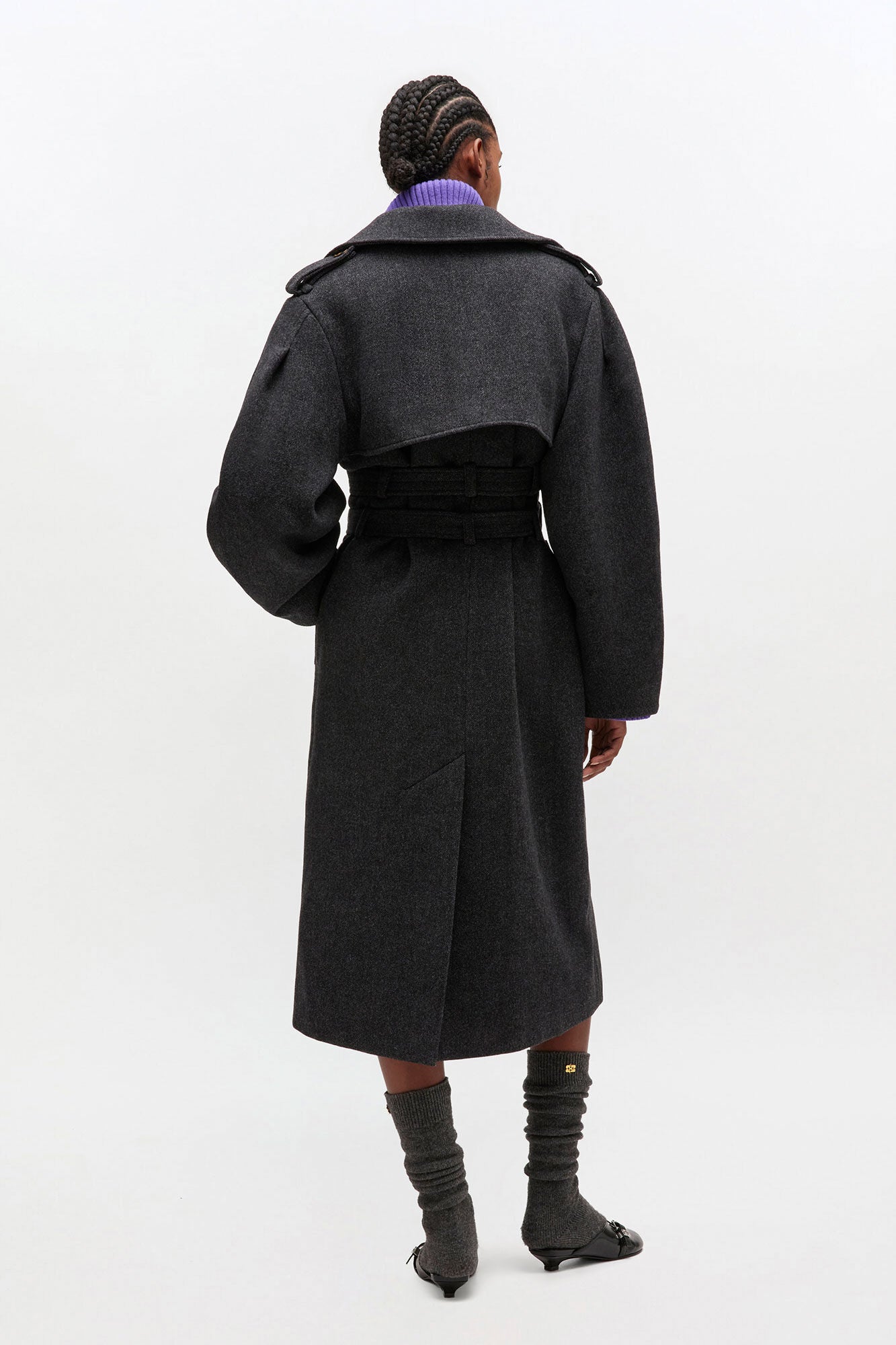 GANNI Hot Sale Wool Trench Coat