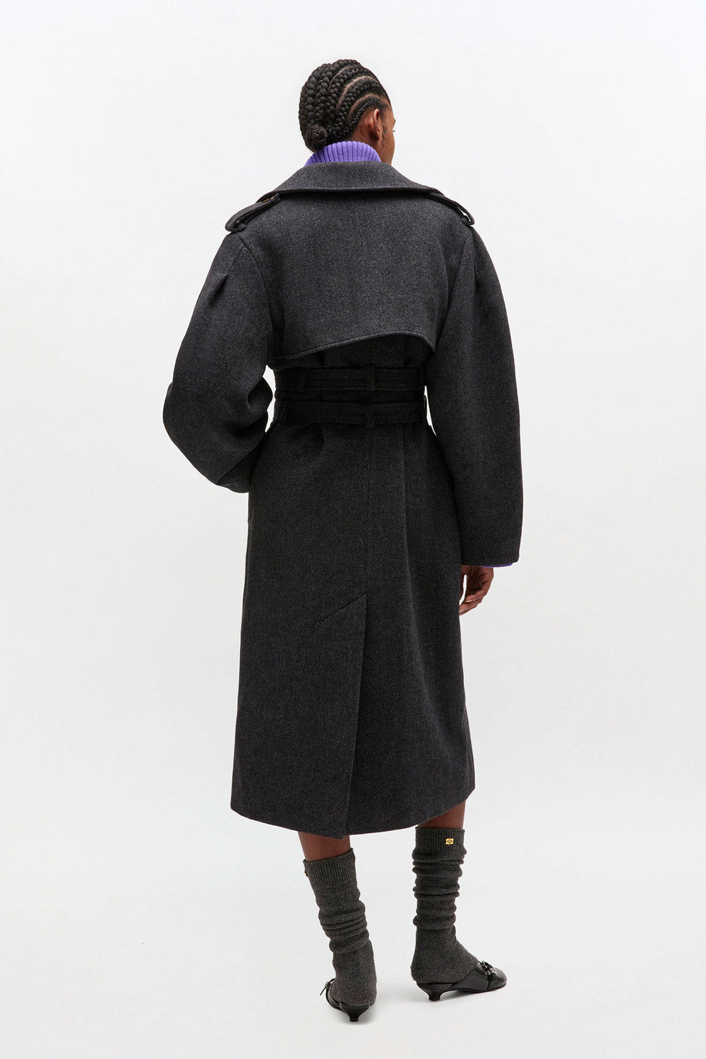 GANNI Hot Sale Wool Trench Coat