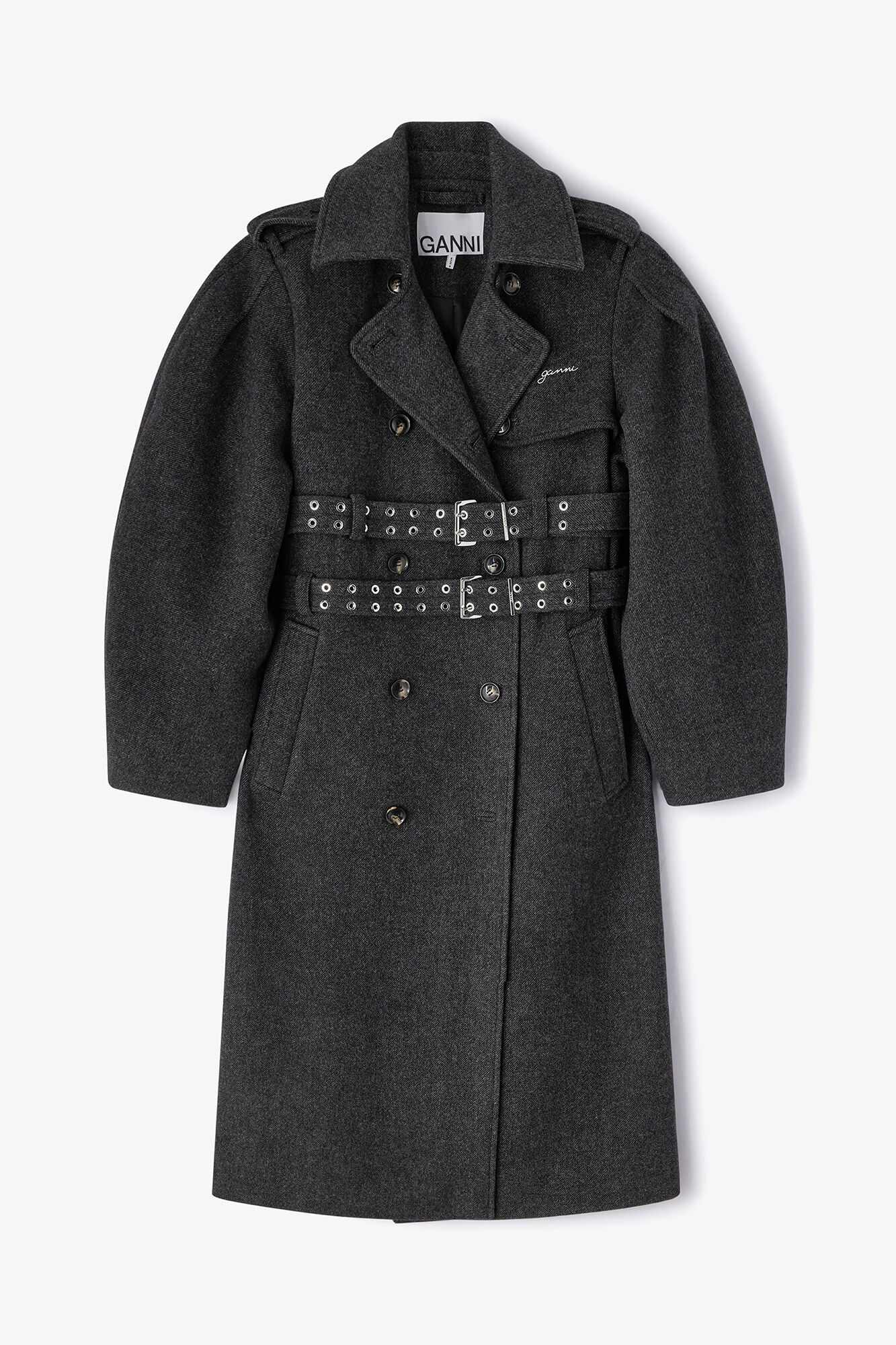 GANNI Hot Sale Wool Trench Coat