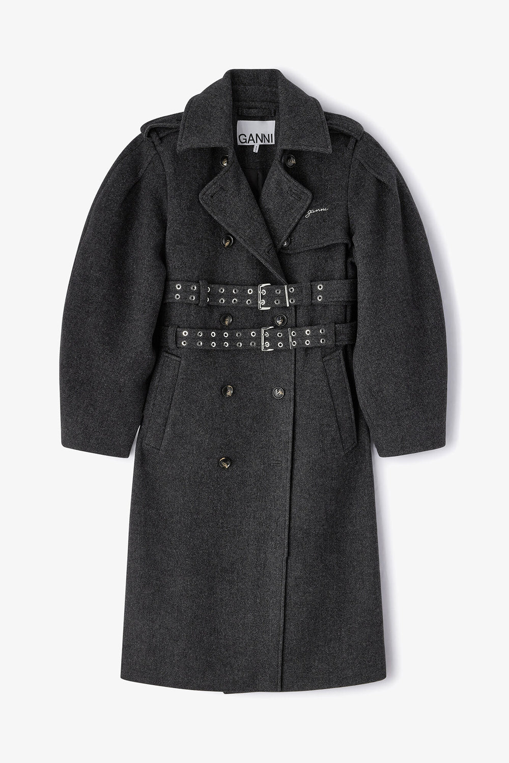 GANNI Hot Sale Wool Trench Coat