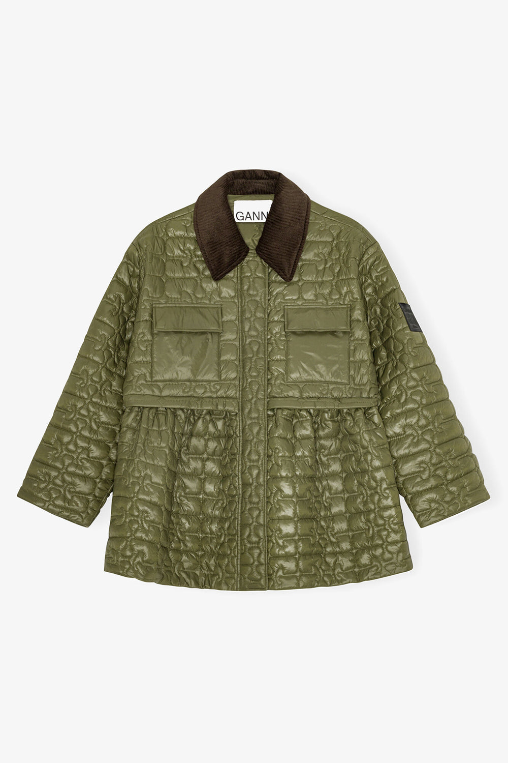 GANNI On Sale Green Quilt Midi Jacket