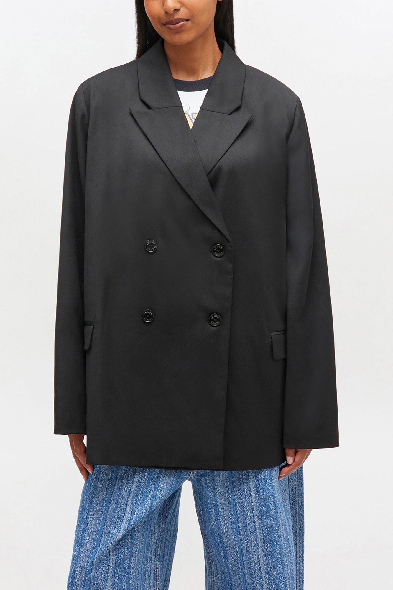GANNI New Double-breasted Wool Blazer