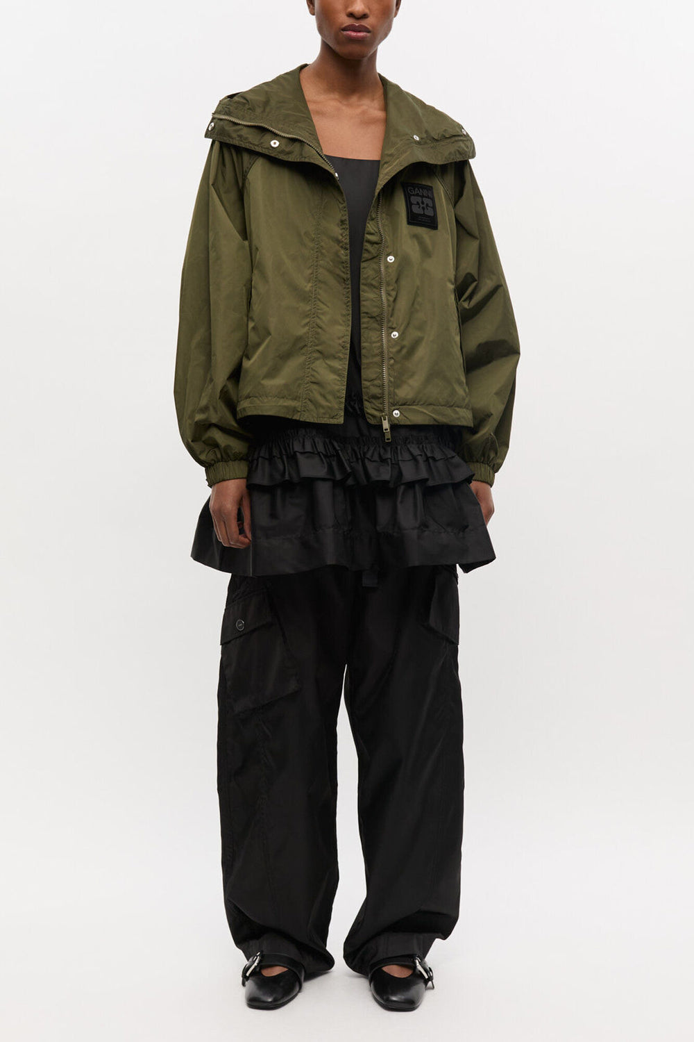 GANNI Online Green Nylon Jacket