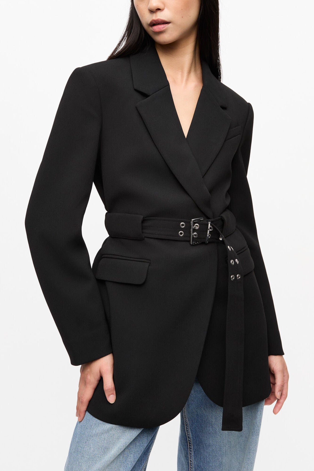 GANNI Sale Black Bonded Crepe Blazer