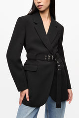 GANNI Sale Black Bonded Crepe Blazer