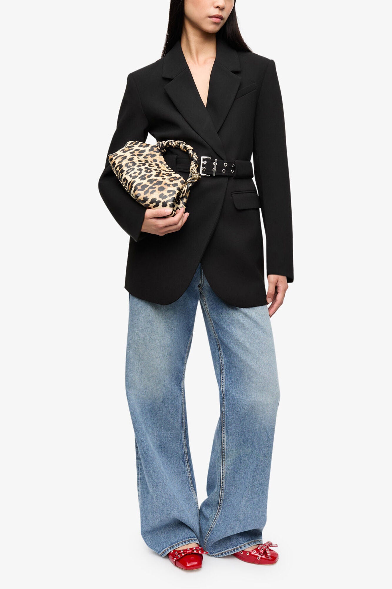 GANNI Sale Black Bonded Crepe Blazer