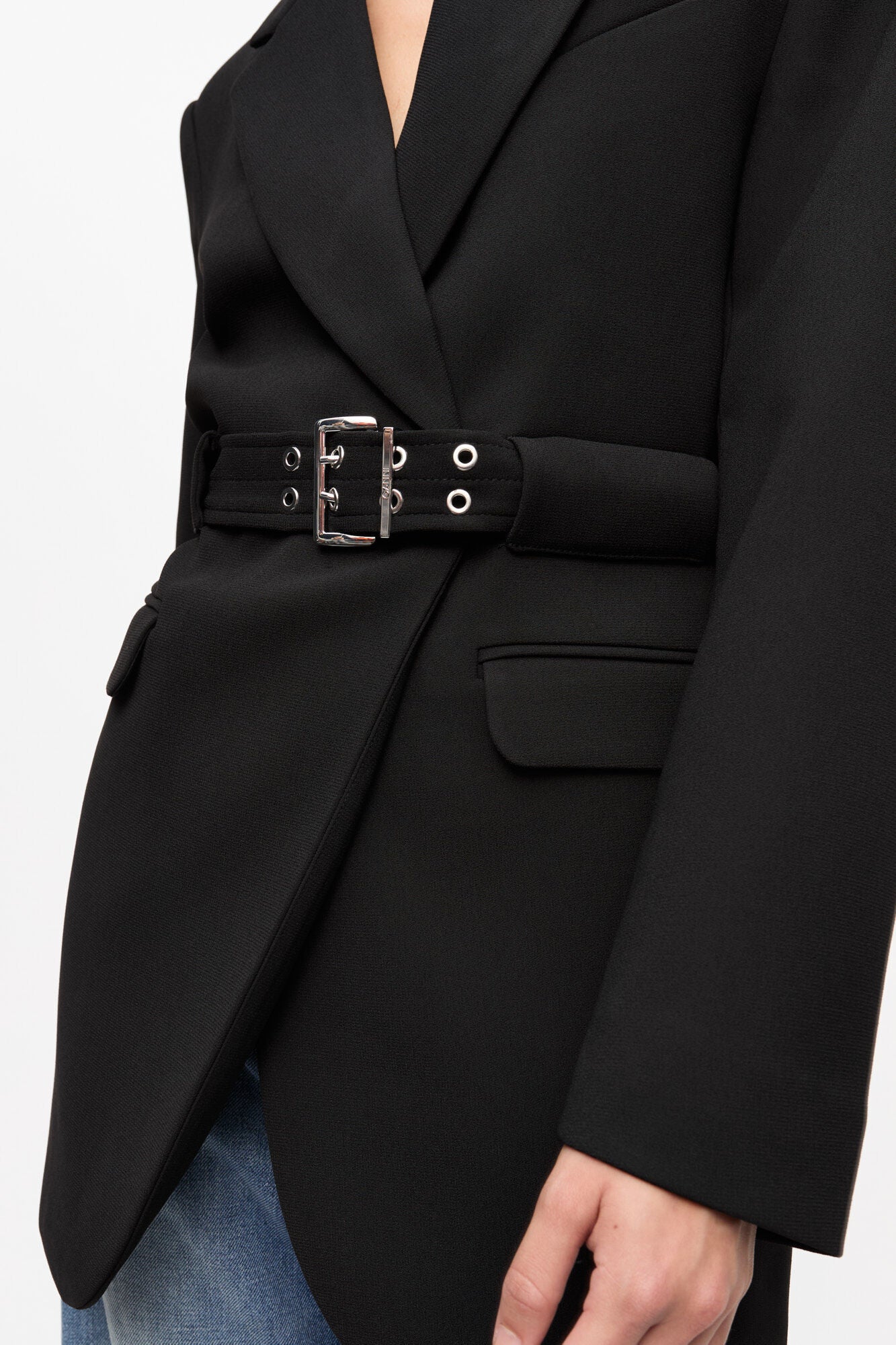 GANNI Sale Black Bonded Crepe Blazer