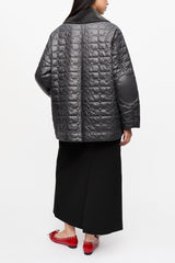 GANNI Discount Black Shiny Quilt Midi Jacket