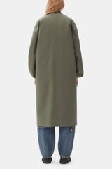 GANNI Outlet Green Tech Seersucker Oversized Shell Coat