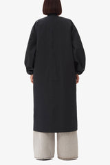 GANNI Hot Sale Black Tech Seersucker Oversized Shell Coat