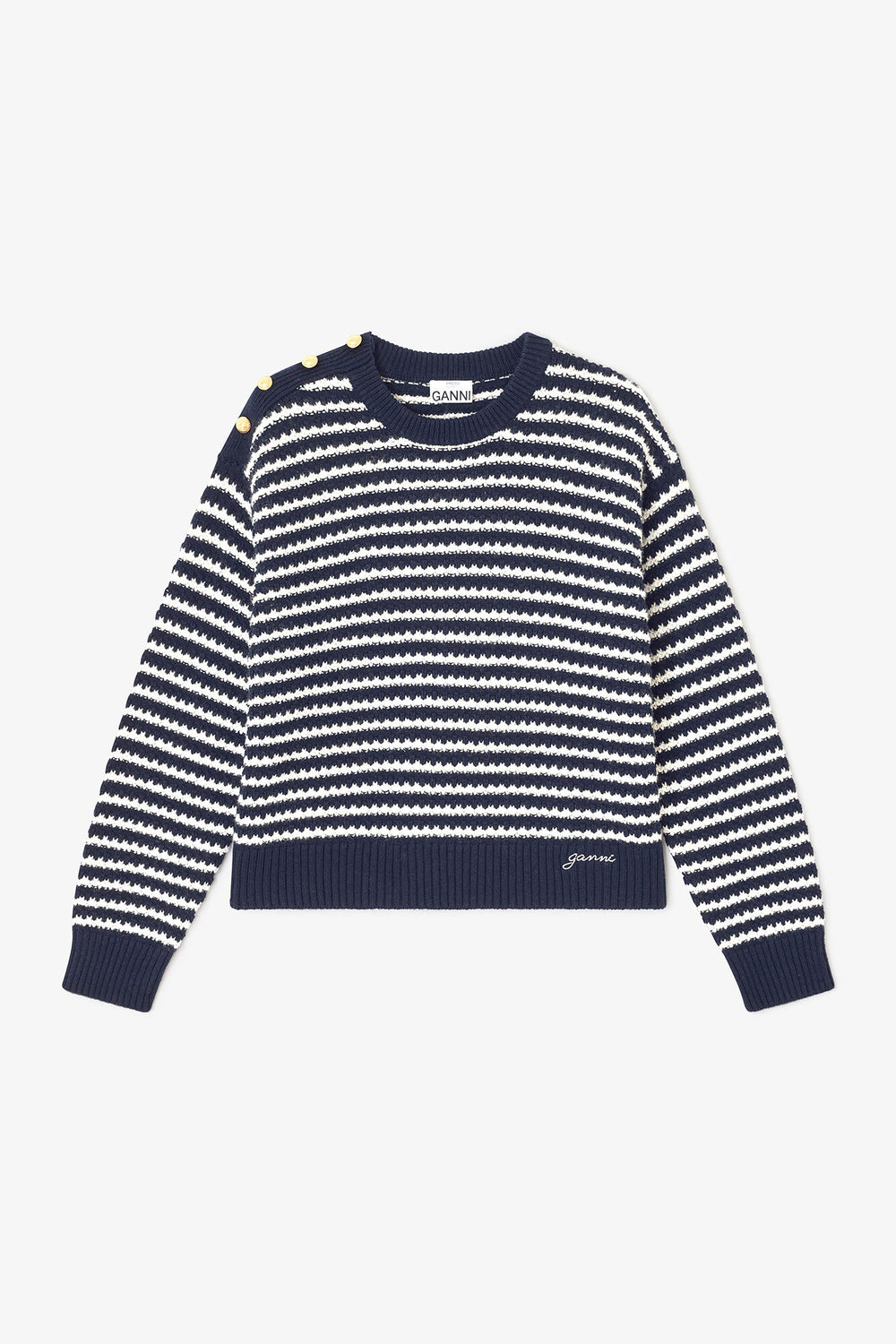 GANNI For Sale Dark Blue Striped Wool Sweater
