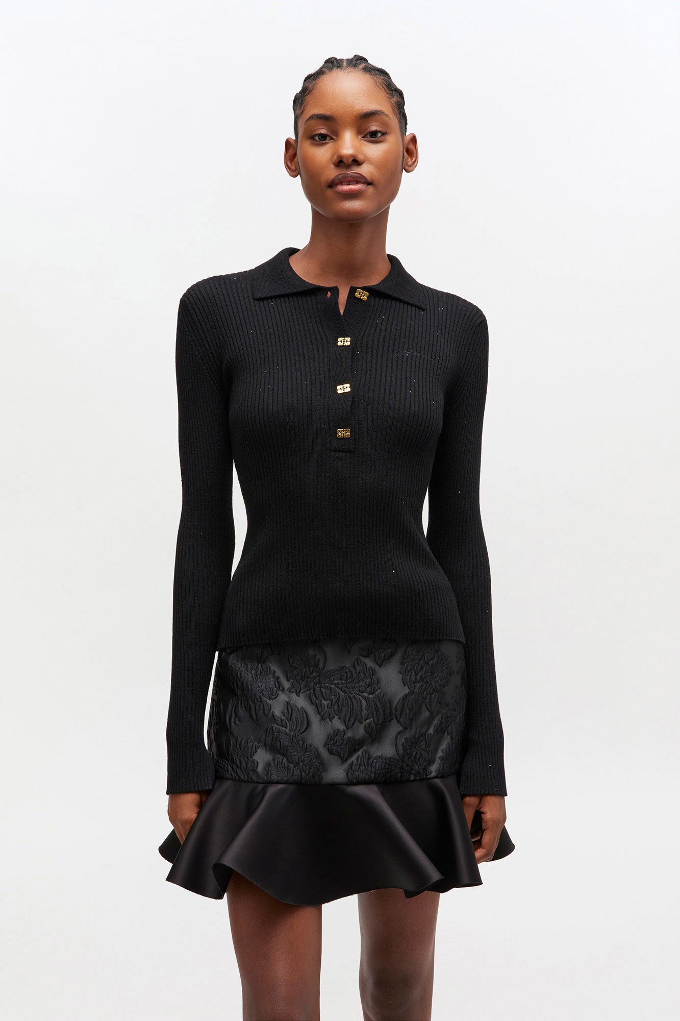 GANNI New Fine Sequin Knitted Polo