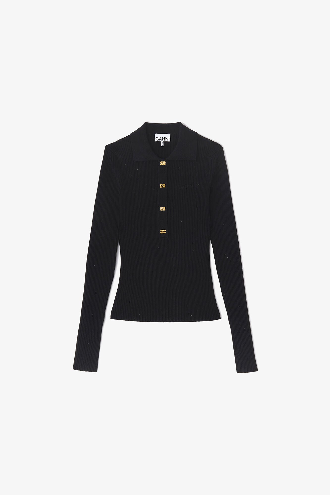 GANNI New Fine Sequin Knitted Polo