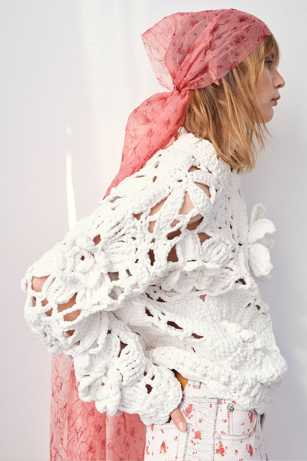 GANNI For Sale Hand Crochet Crewneck in White