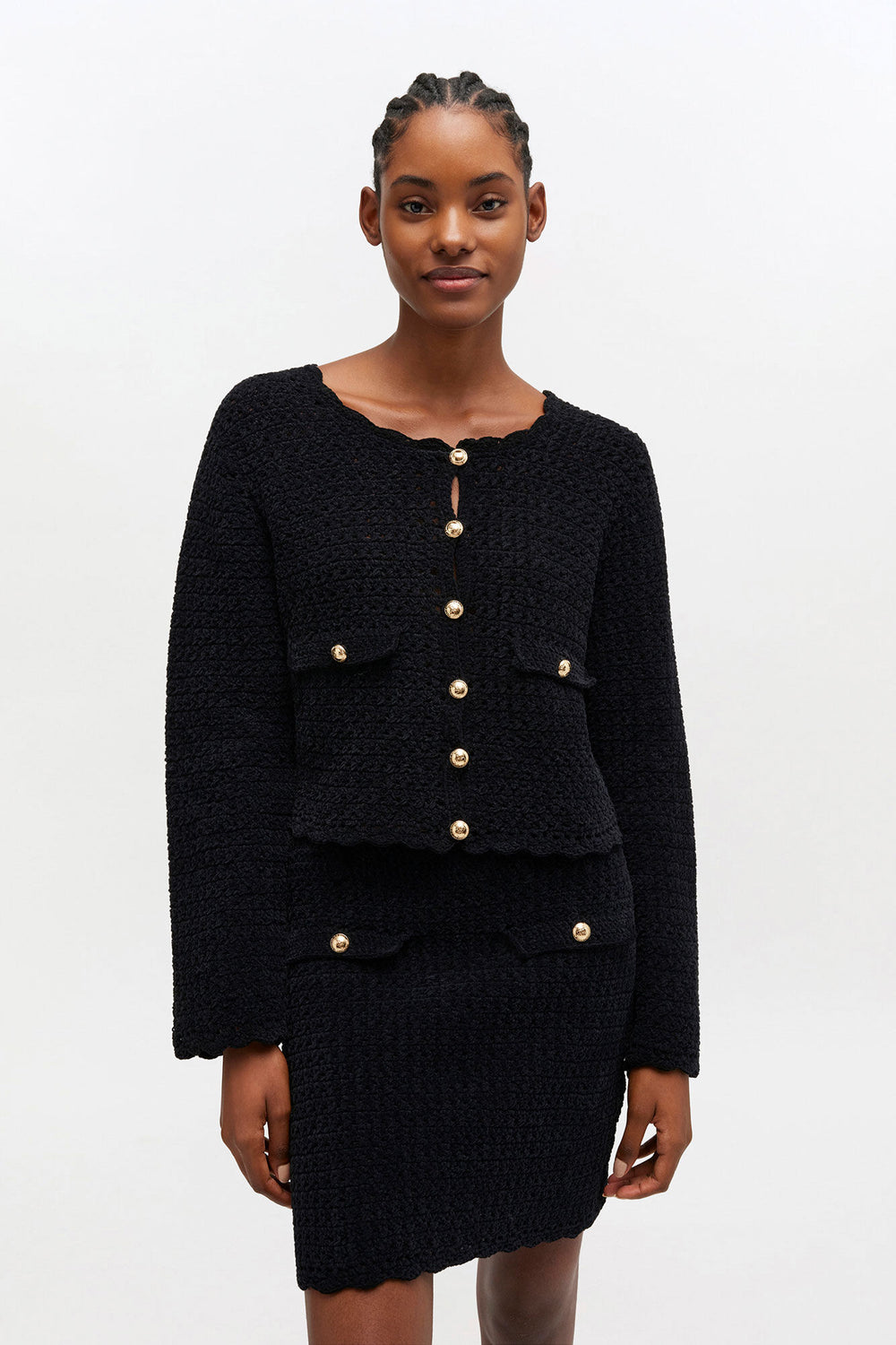 GANNI Online Black Crochet Cardigan