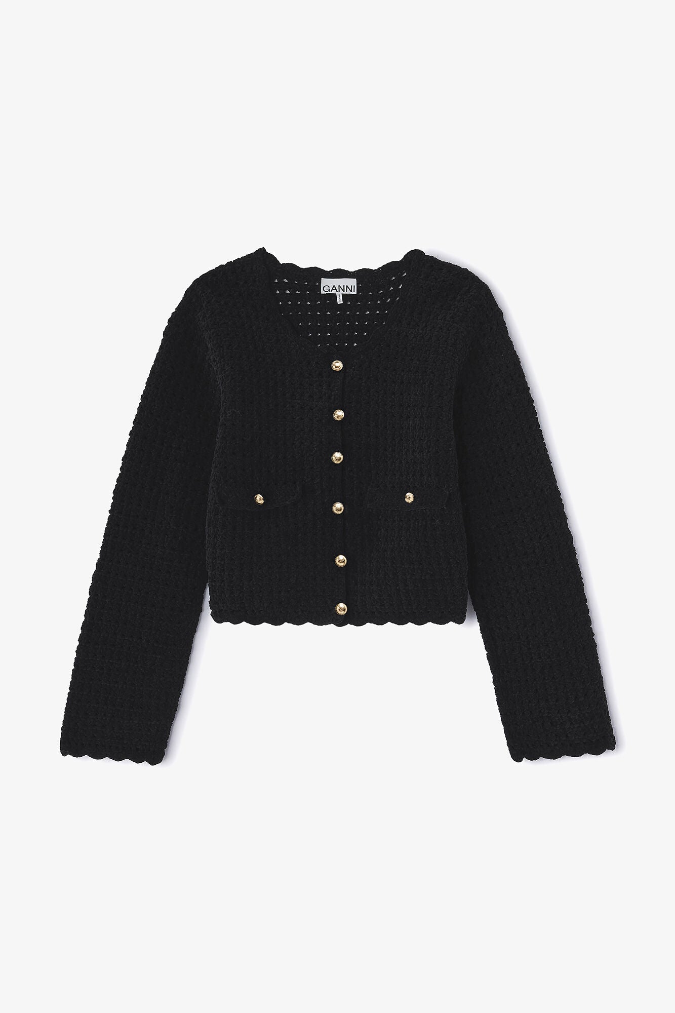 GANNI Online Black Crochet Cardigan