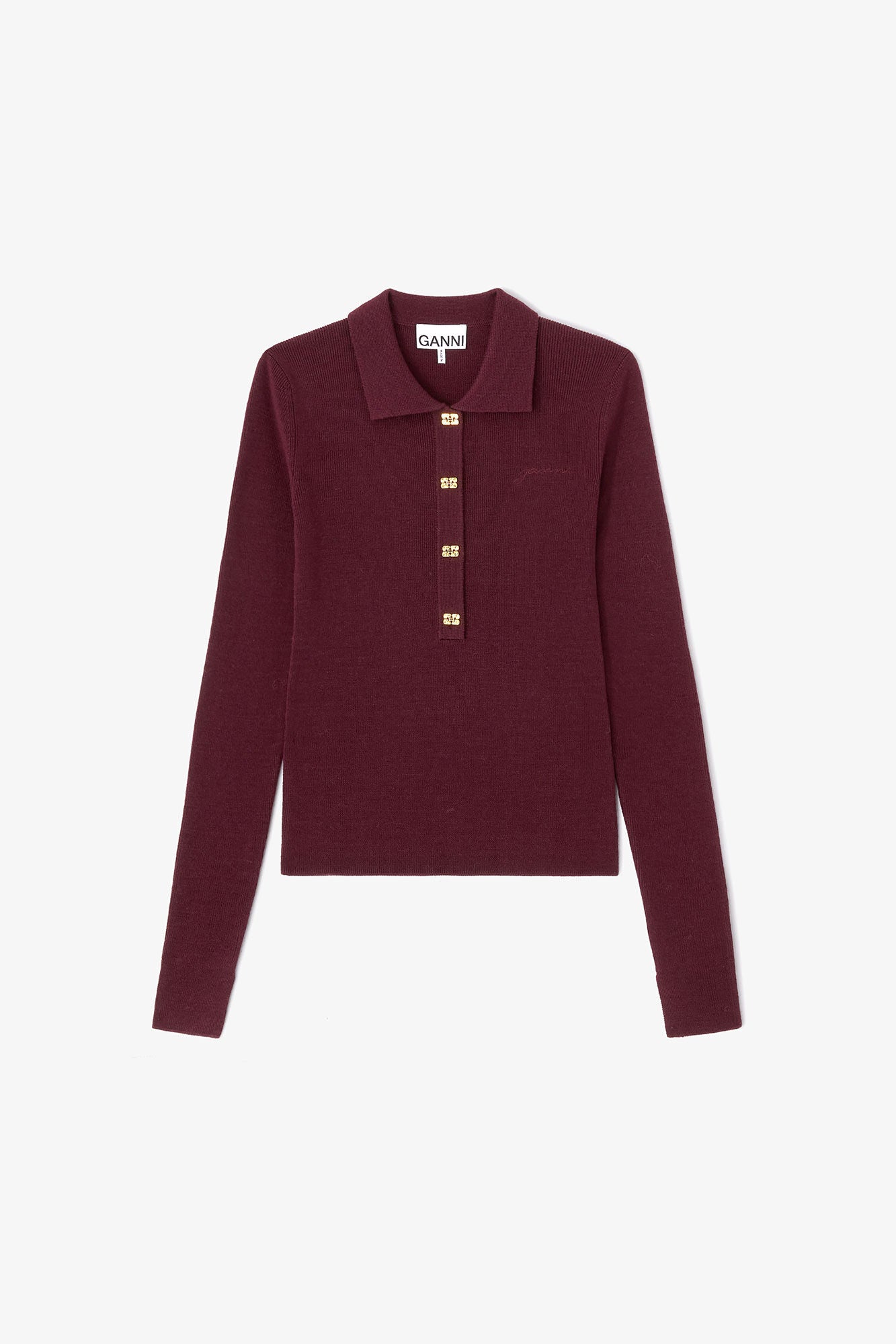 GANNI Outlet Knitted Polo Shirt