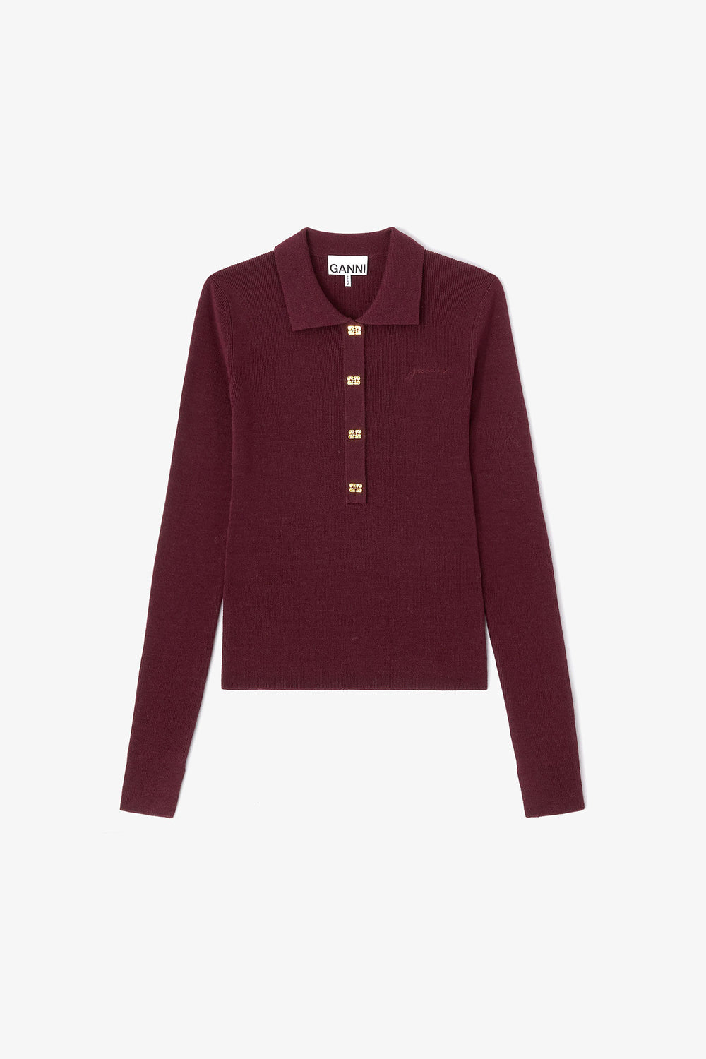 GANNI Outlet Knitted Polo Shirt
