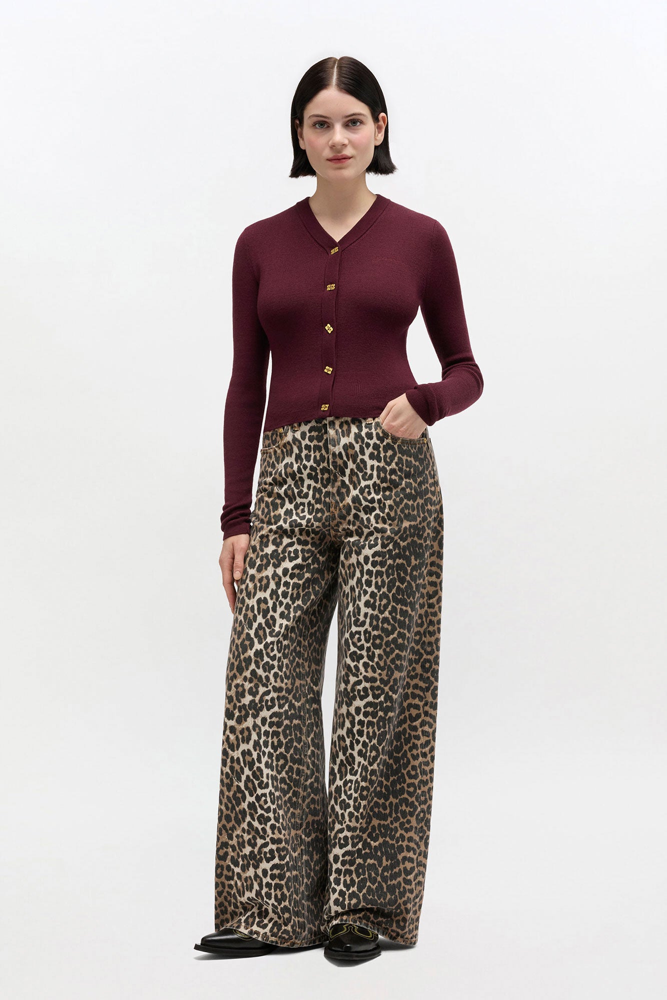 GANNI Online Ribbed V-Neck Cardigan
