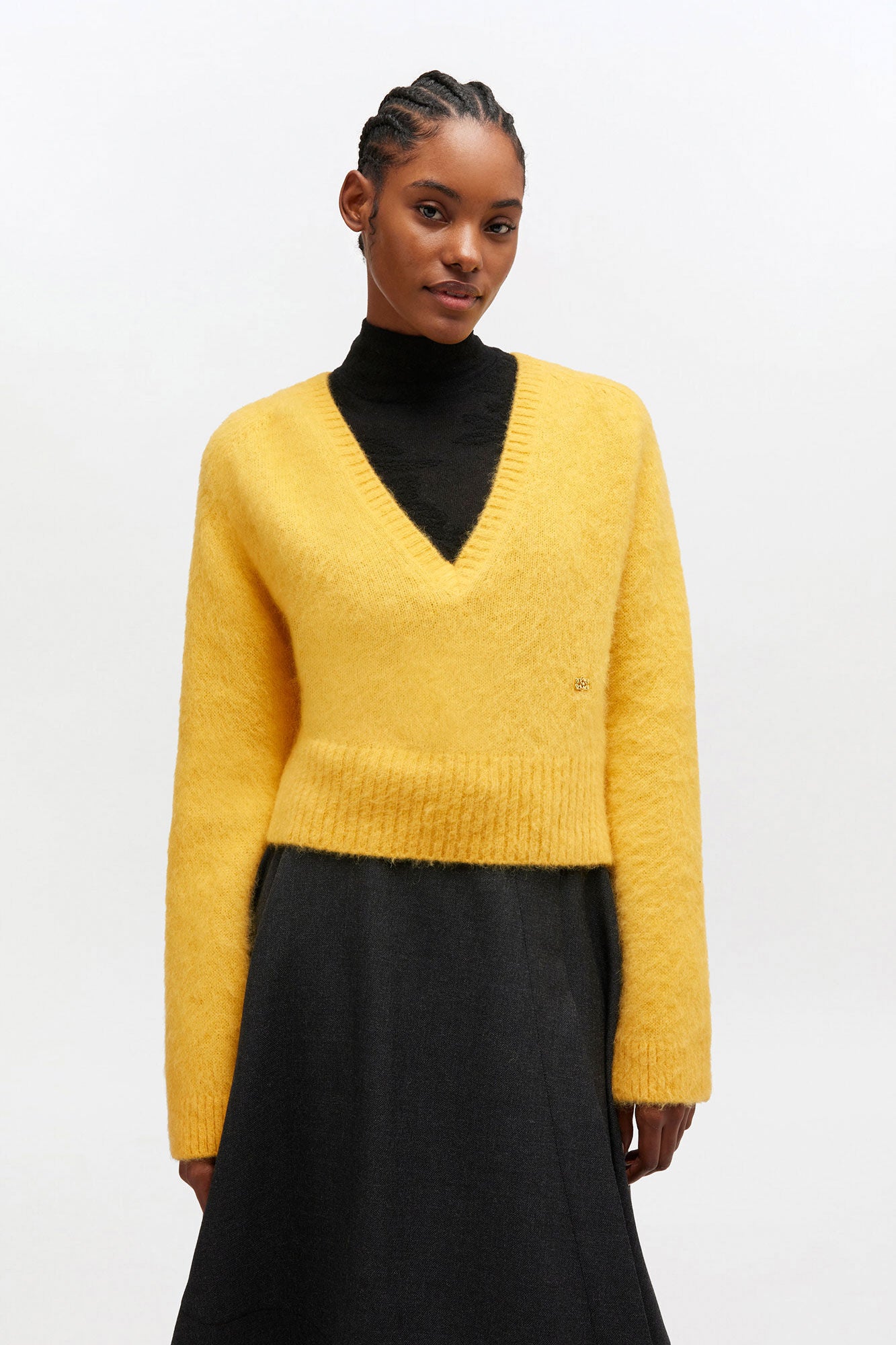 GANNI On Sale Yellow V-neck Sweater