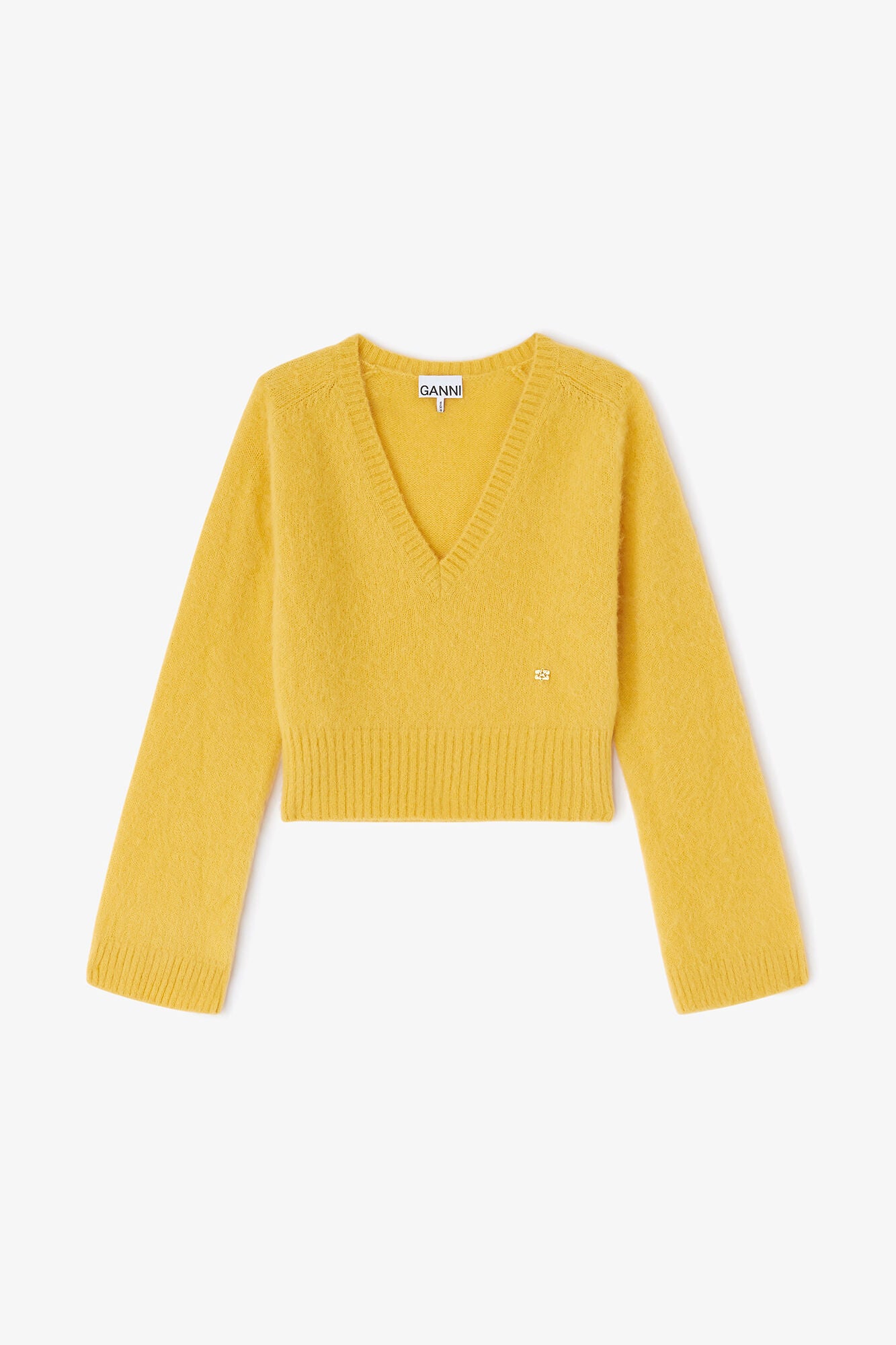 GANNI On Sale Yellow V-neck Sweater