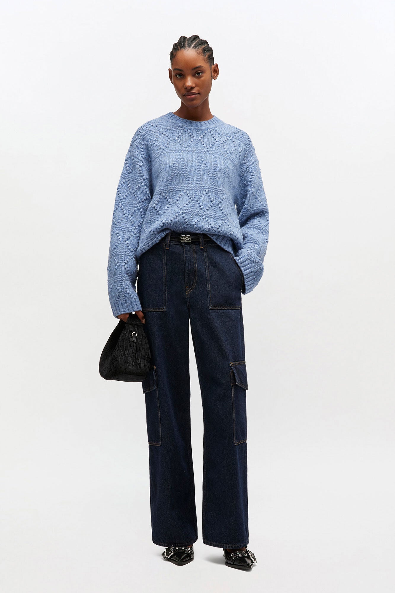 GANNI Outlet Cotton Wool Bubble Sweater