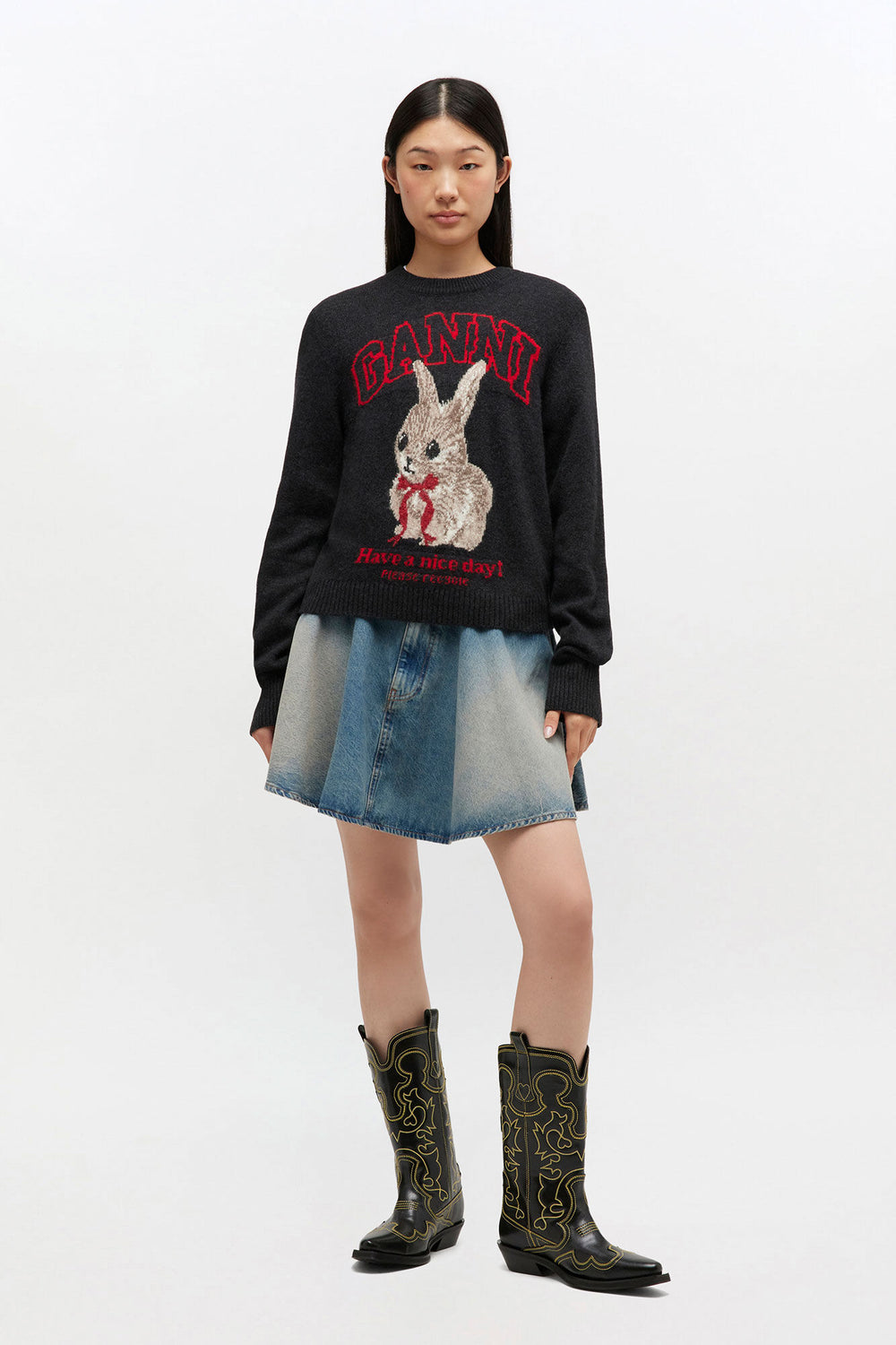 GANNI Discount Graphic Wool Sweater