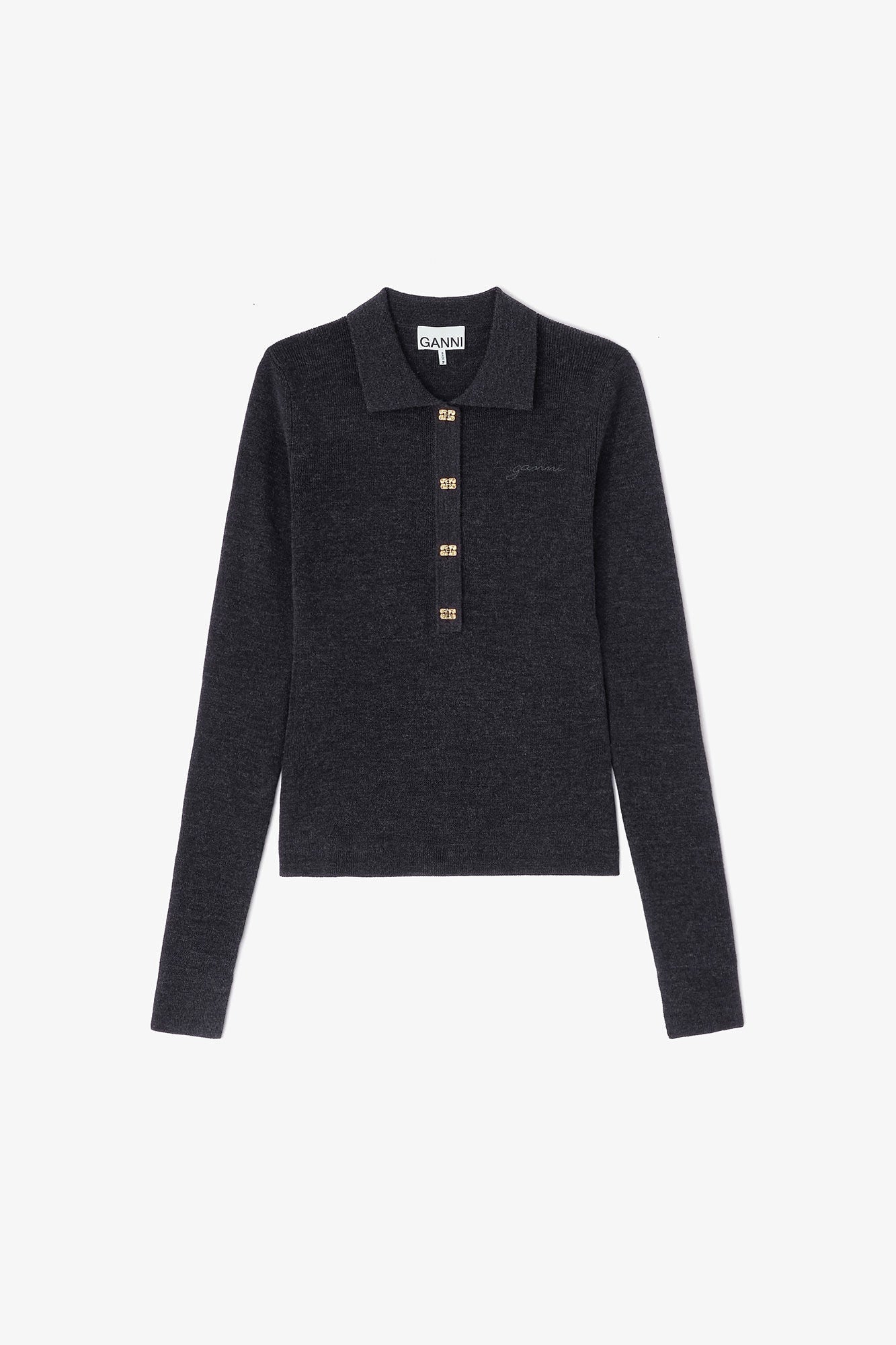 GANNI On Sale Knitted Polo Shirt